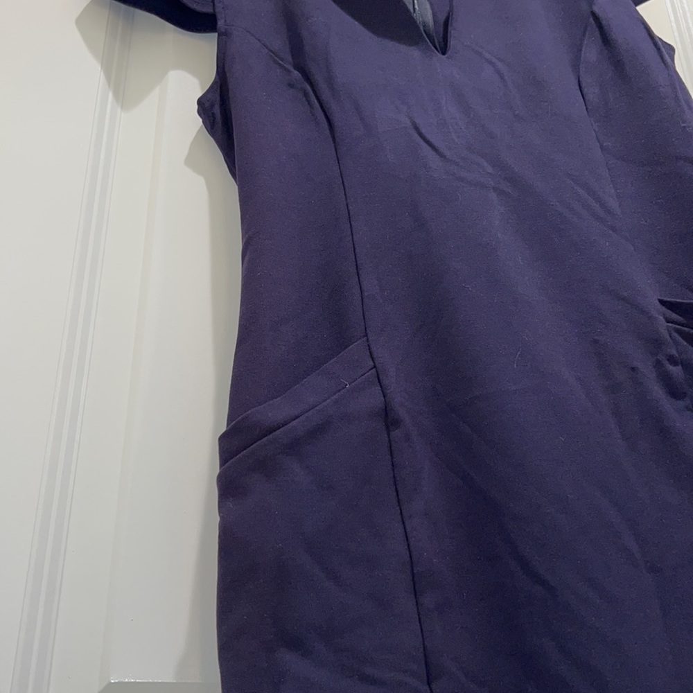 Lette Midnight Blue Bodycon Office to Drinks Dress Woman’s Size Medium V-Neck
